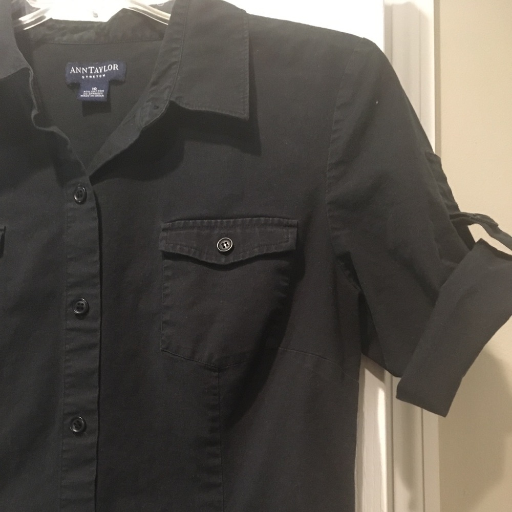 Black Ann Taylor stretch shirt dress size 10